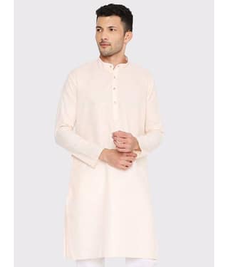 Maharaja - Peach Cotton Blend Men's Regular Kurta ( Pack of 1 )