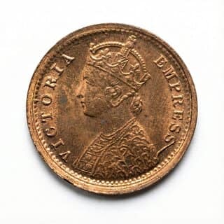 1/12 Anna 1895 Victoria Queen, British India old Copper Coin Silver Edition view 2