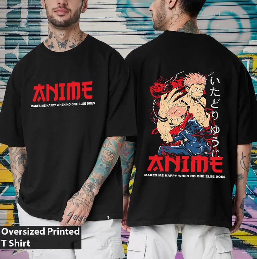 SCOTT FINCHER Men's Black anime t-shirt featuring characters from Jujutsu Kaisen : AA(ARN)BLACK_157 view 3