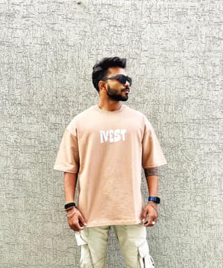 BEIGE COLOUR OVER SIZE TSHIRT
