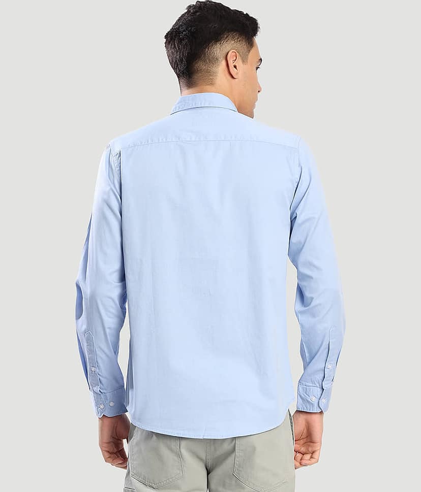 IVOC 100% Cotton Regular Fit Solids Full Sleeves Men's Casual Shirt - Light Blue ( Pack of 1 ) view 5