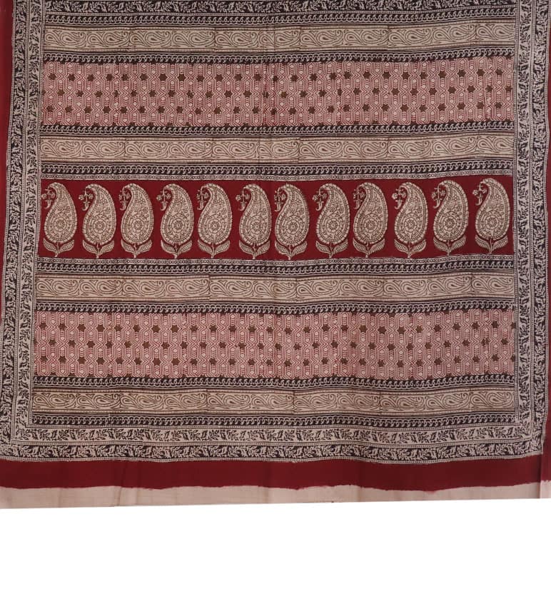 Hand Block Printed Bagh Cotton Saree view 2