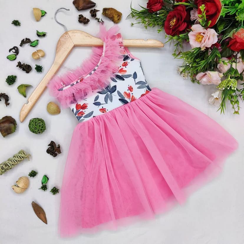 Buy & Try Girl's Modal Printed Frock Mini Length Short Frocks Dress. view 6