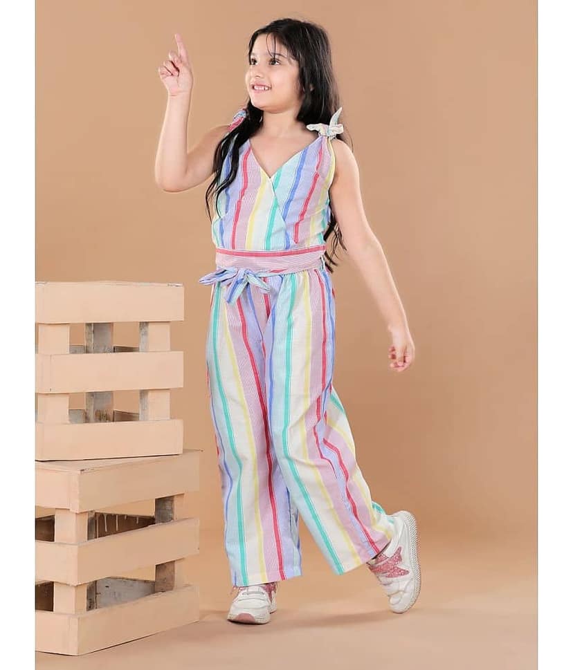 StyleStone Pack of 1 Girls Cotton Blend Top With Palazzo ( Multi Color )
