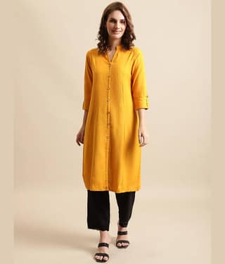 Pistaa - Yellow Cotton Women's Front Slit Kurti ( Pack of 1 )