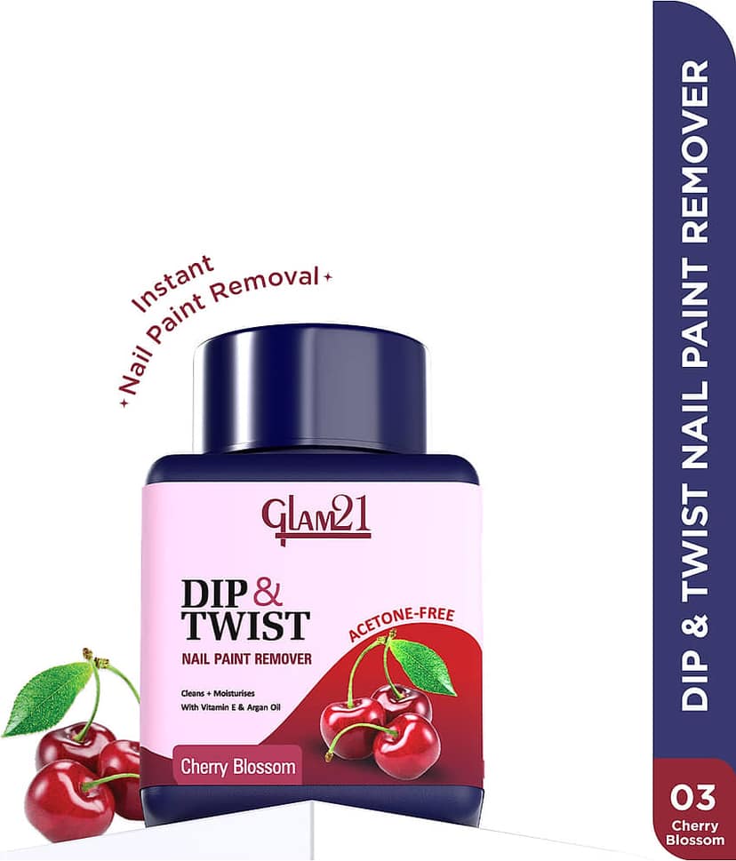 Glam21 Dip & Twist Nail Polish Remover| Enriched With Argon Oil & Vit E-Cherry Blossom 80 Ml