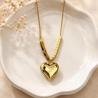 Gold Plated Heart Pendant Necklace for Women | Stylish Minimalist Chain Jewelry | Gift for Birthday, Anniversary & Valentine’s Day