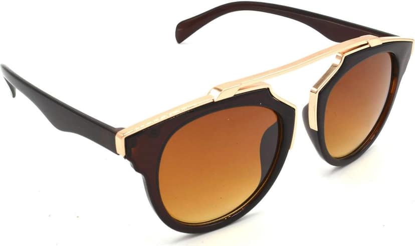 HRINKAR Unisex Wrap-around Sunglasses Golden & Black Frame, Brown & Golden Lens (Medium) - Pack of 2 view 6