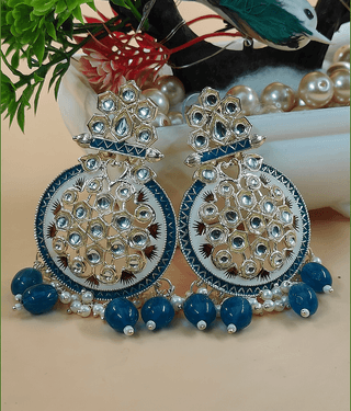 Jiyanshi fashion Sky Blue Chandbalis Earrings ( Pack of 1 )