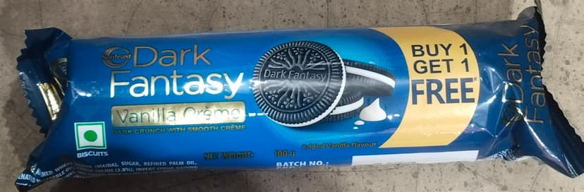 Sunfeast dark fantasy vanilla creme 1+1 free