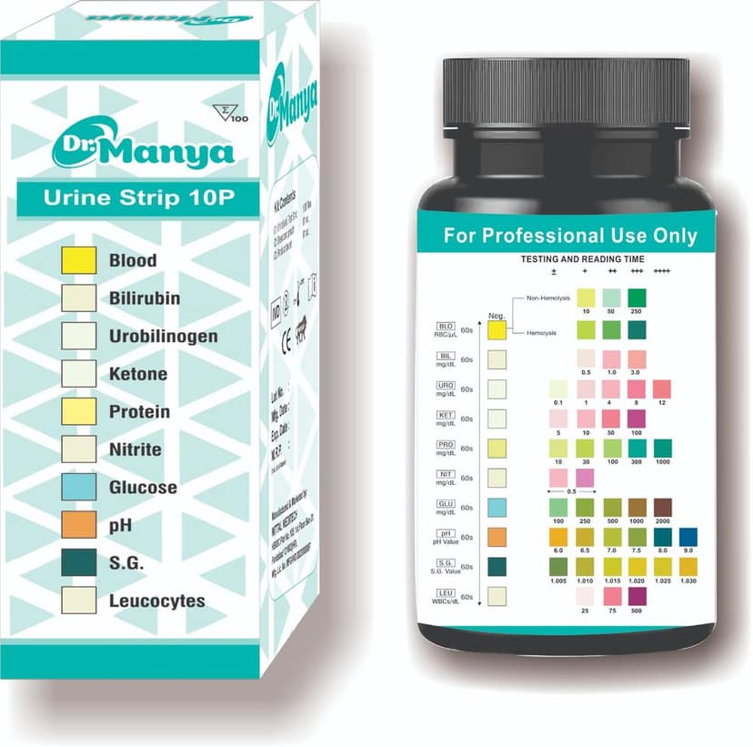 Wellness Complete Urine Health Test Strips with 10 Diagnostic Parameters – Glucose, Protein, Ketone, pH, Blood, Nitrite, Leukocytes, Bilirubin, Urobilinogen & Specific Gravity – 100 Strips