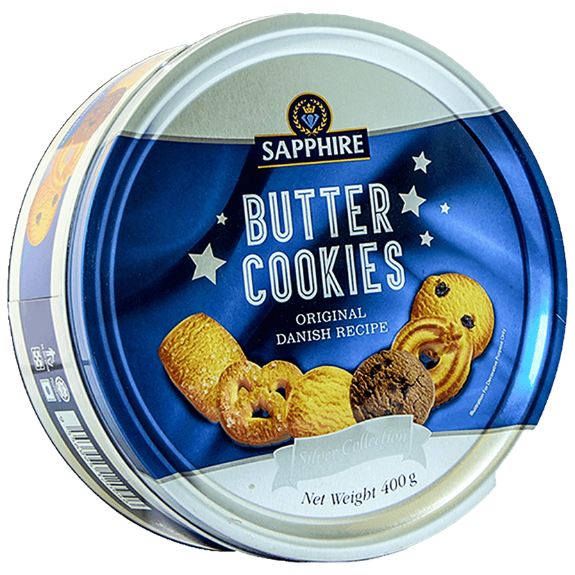 Sapphire Butter Cookies Original Danish Recipes - Silver Collection, 400 G