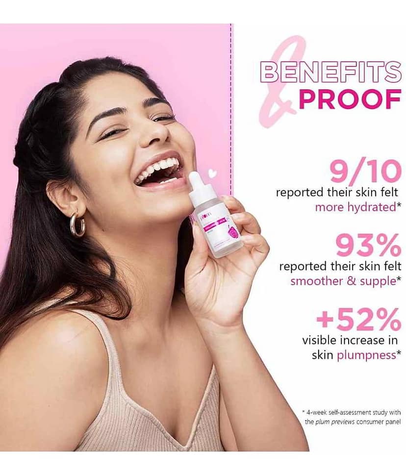 Plum 2% Hyaluronic Acid Serum with Bulgarian Rose Instant Hydration for Plump & Bouncy Skin Daily Use Face Serum For All Skin Types (30 ml) view 2