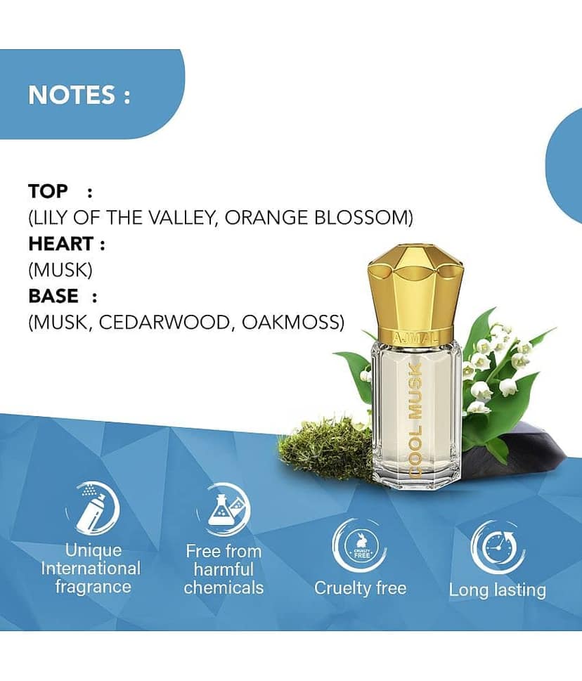 Ajmal COOL MUSK Attar | Floral & Citrus Fragrance | Long Lasting Attar Men & Women - 5 ML Pack of 1 view 2
