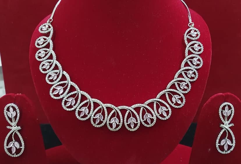 American Diamond Silver plating Necklace view 2