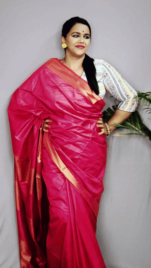 Handloom Jayashree Silk Saree Rose Red Color with Running Blouse-9508 view 2