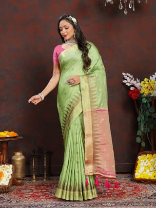 Soft katan silk saree with zari weawing design...