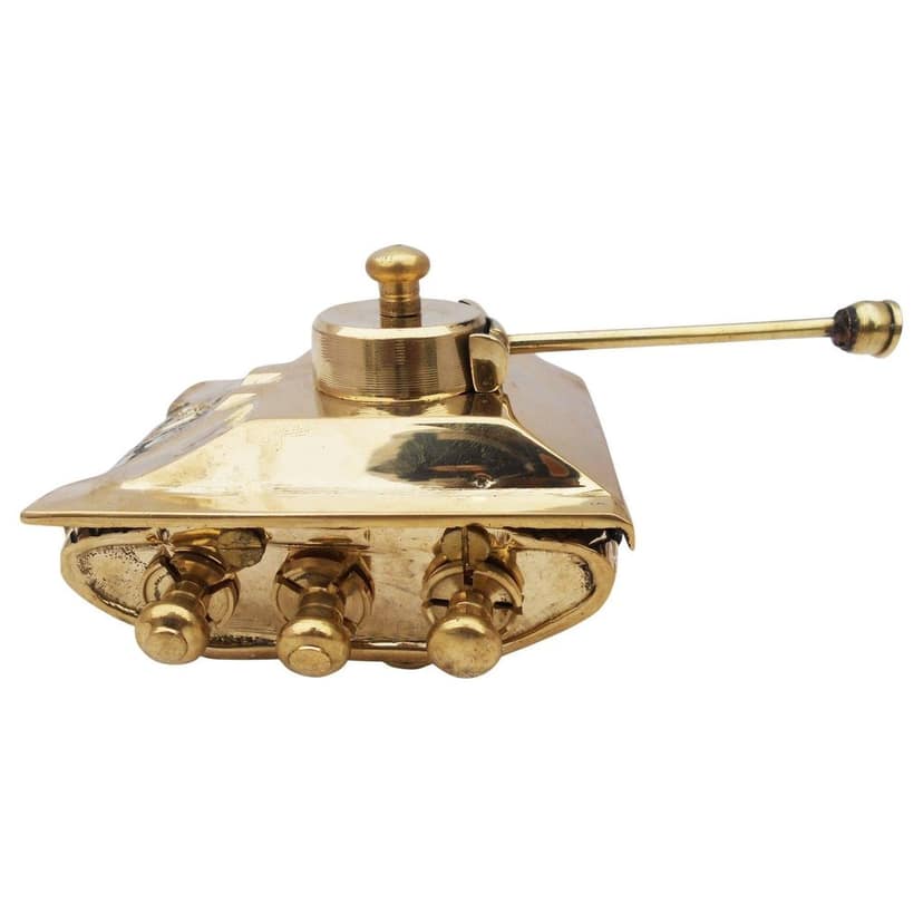 Brass Tank Miniature Showpiece | Vintage Army Toy Decor, Height : 3 Inch (ZMAS329 B) view 2