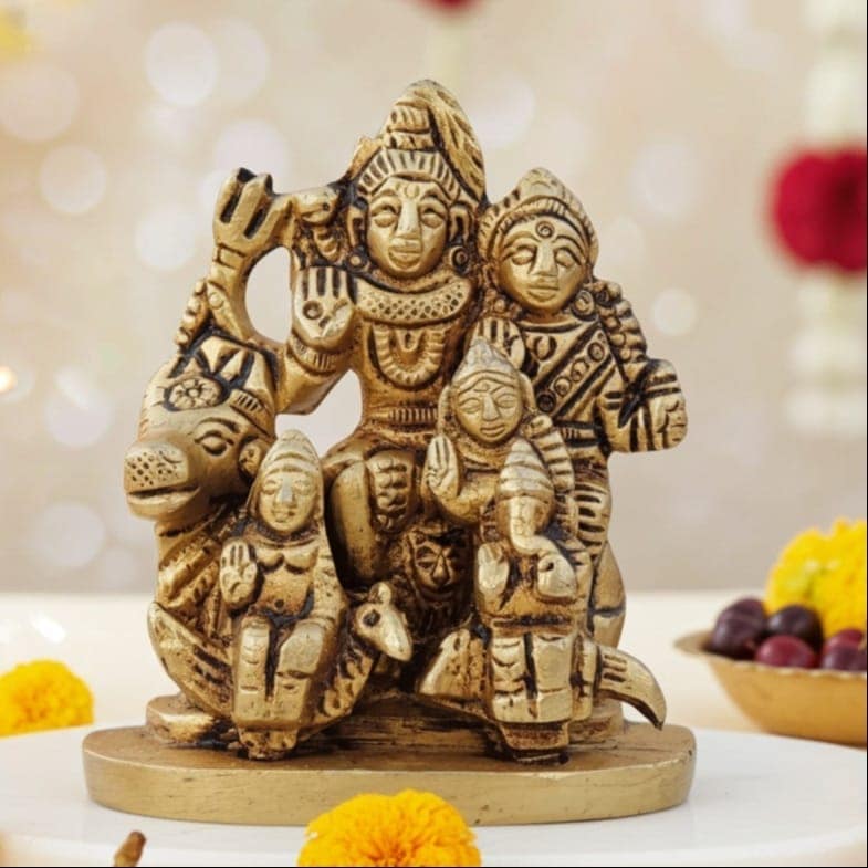 Brass Shiv Parivar Murti - Spiritual Decorative Brass Idol, Height : 2.5 Inch (BSMAS1045 C)