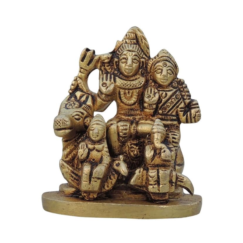 Brass Shiv Parivar Murti - Spiritual Decorative Brass Idol, Height : 2.5 Inch (BSMAS1045 C) view 2
