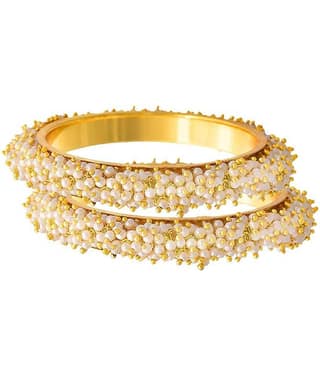Traditional & Ethnic One Gram Gold Plated Designer Bangles with Pearl for Women & Girls