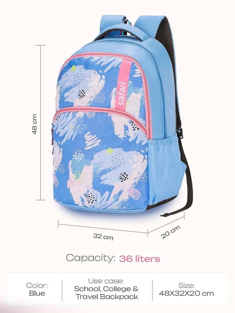 Bloomveil School Bag For Girls, Capacity - 36L, 2 Compartments Backpack For kids view 3