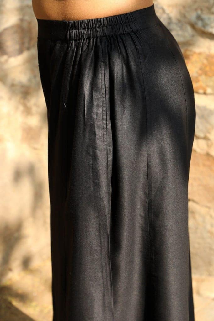 Zahrun Black Pants with Embroidered Hemline view 4