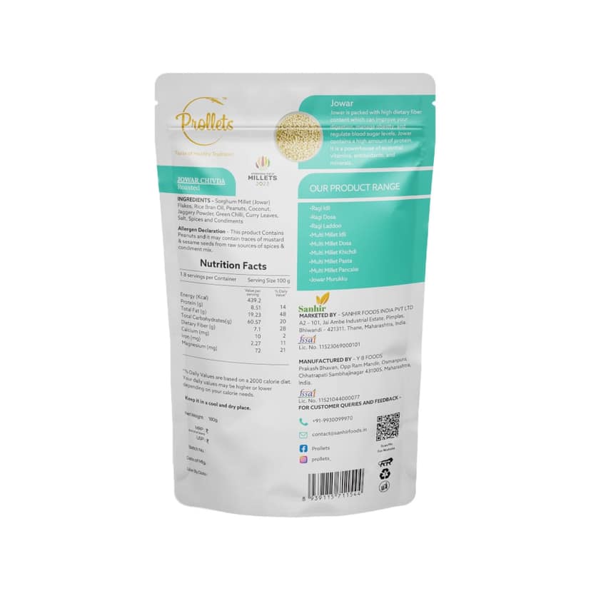 Prollets Jowar Chivda Roasted (180g) | Sorghum Millet Flakes | Gluten-Free Snack view 2