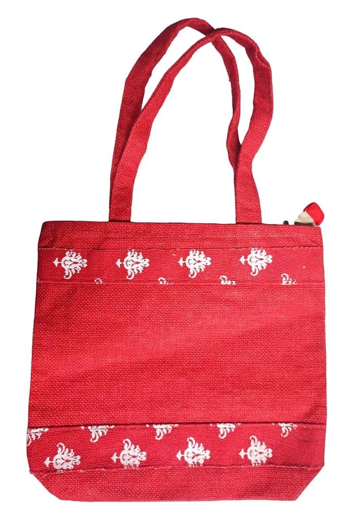 Short Jute red Ladies bag view 2