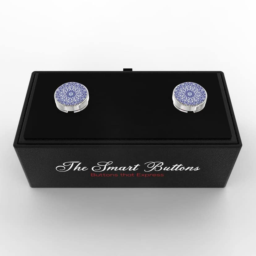 The Smart Buttons - Shirt Button Cover Cufflinks for Men - Ritual Mandala Design Pattern view 3