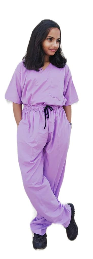 Scrub Suit | 5-Pockets Scrub | Lilac Color | Unisex Pattern | Set Of Upper & Bottom | Comfortable | Durable | Best Fitted For Medical Professionals