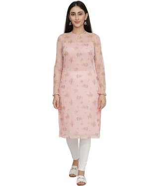NUEVOSDAMAS - Pink Polyester Women's Straight Kurti ( Pack of 1 )