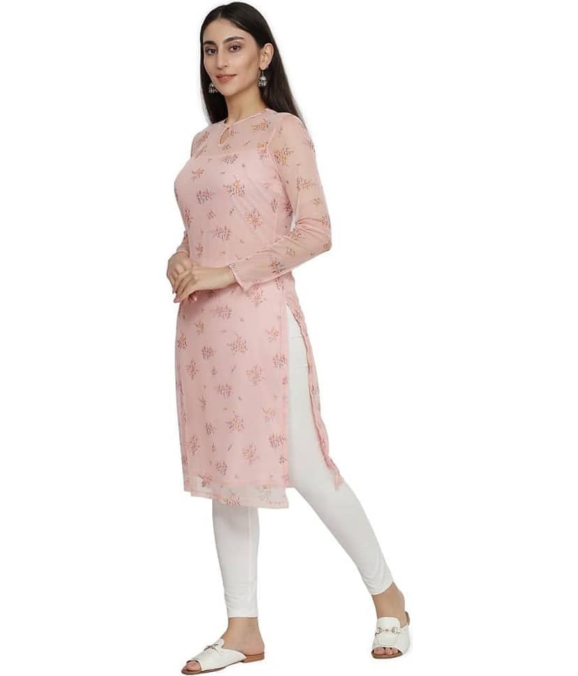 NUEVOSDAMAS - Pink Polyester Women's Straight Kurti ( Pack of 1 ) view 2