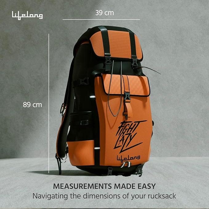 Lifelong 80 Ltr Travel Backpack - Rucksack Bags For Men & Women's - Trekking Bag Laptop Compartment - Tourist Bag For Travel (Orange) view 2