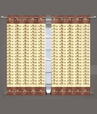 Rhetorical Graphic Room Darkening Eyelet Curtain 7 ft ( Pack of 2 ) - Multicolor