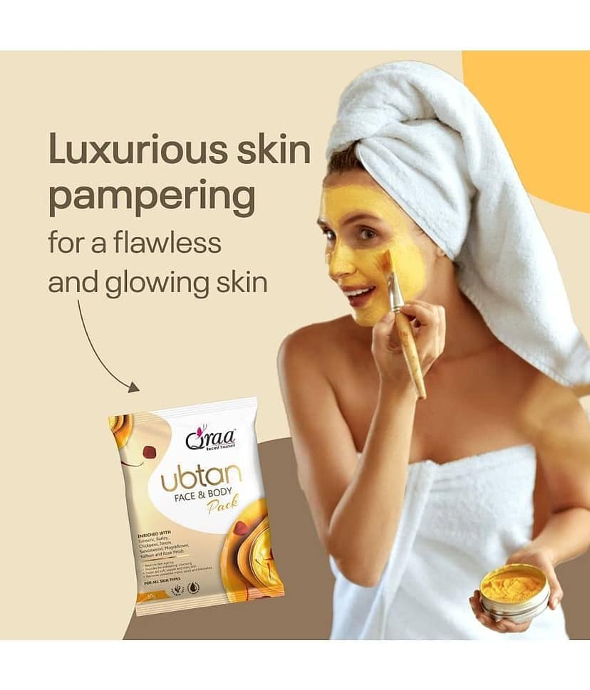 Qraa Ubtan Facepack For Glowing Skin,Acne,Pimples,Detan,& Brightening|Pack Of 3|150G view 2