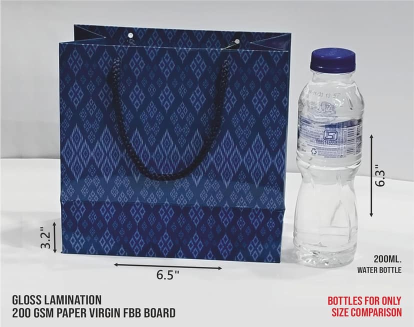 200 GSM Gloss Lamination Celebration Paper Gift Bags, Ideal for Birthday Return Gifts, Wedding Gifts, & Gifting on Special Occasions (Navy Blue, Size: 6.5 x 6.3 x 3.2 inch) - 25 view 2