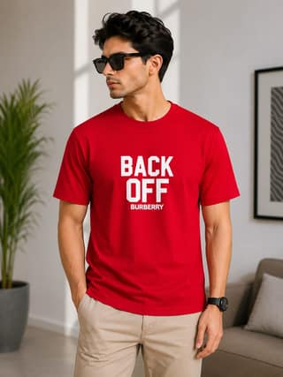 Men's front and back printed cotton halfsleeves round neck tshirt