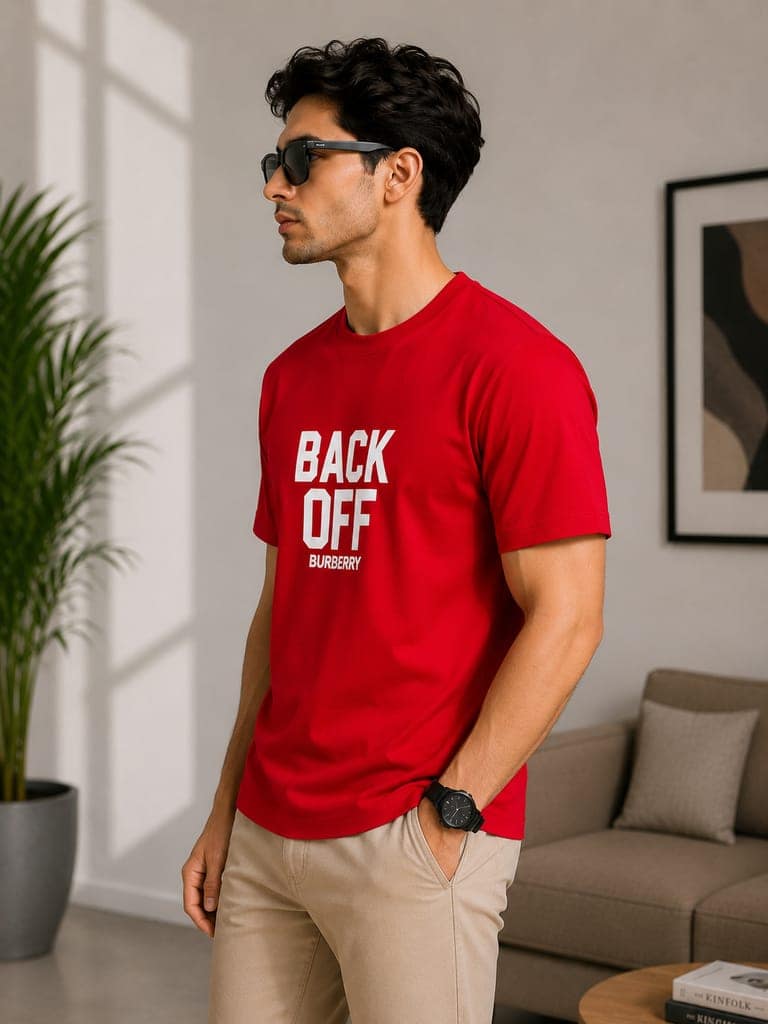 Men's front and back printed cotton halfsleeves round neck tshirt view 2