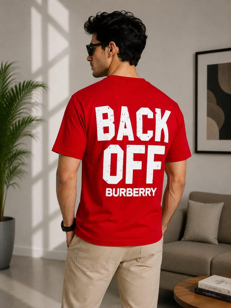 Men's front and back printed cotton halfsleeves round neck tshirt view 3