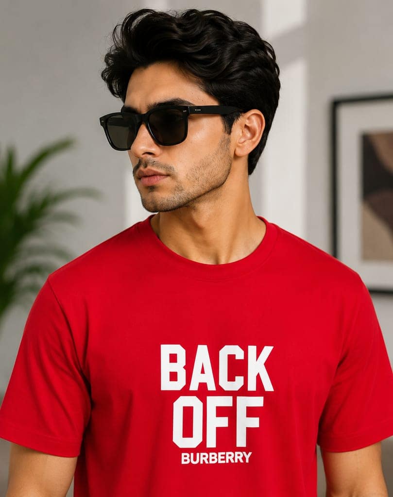 Men's front and back printed cotton halfsleeves round neck tshirt view 5