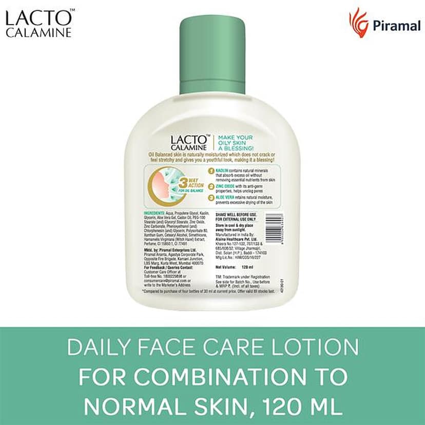 Lacto Calamine Daily Face Care Lotion - Combination To Normal Skin, 120 Ml view 2