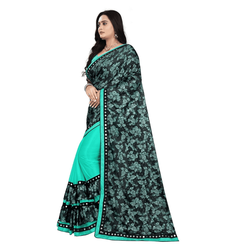 Generic Women's Lycra Blend Saree with Blouse (Rama, 5-6 Mtrs) view 2