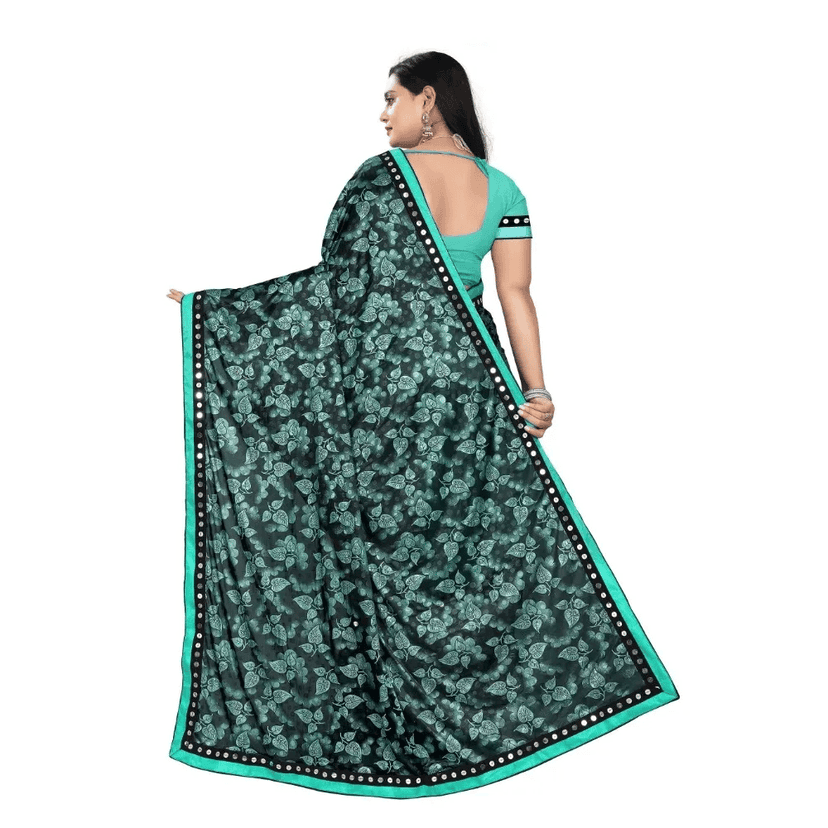 Generic Women's Lycra Blend Saree with Blouse (Rama, 5-6 Mtrs) view 3