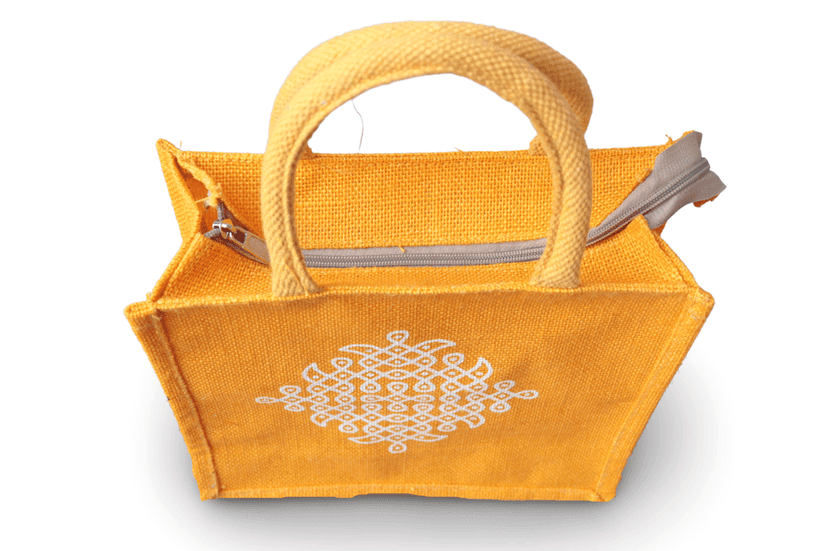 Jute Bag with Traditional Indian Rangoli Desig view 3