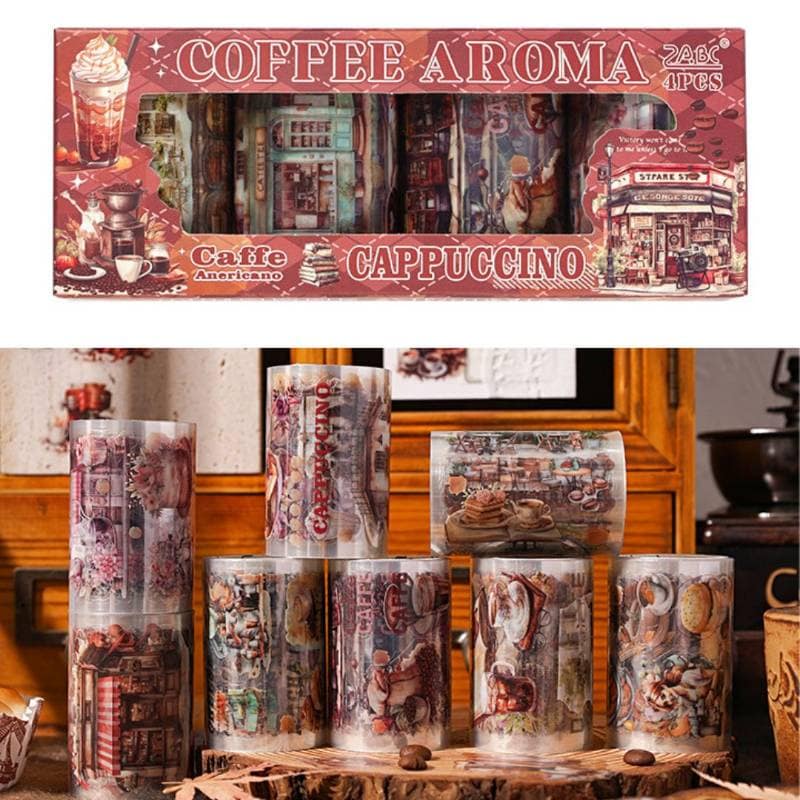 Coffee Aroma PET Decorative Hand Account Tape Set (4 Rolls) | Coffee Theme Journaling Supplies | Creative Stationery view 9