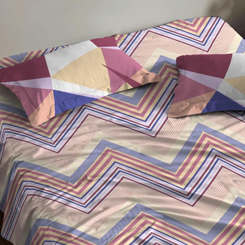 Trident Carnival Queen Bedsheet Set, 144 Thread Carnival Gifting Set, 100% Cotton, Superior Softness, Oeko-Tex Certified view 2