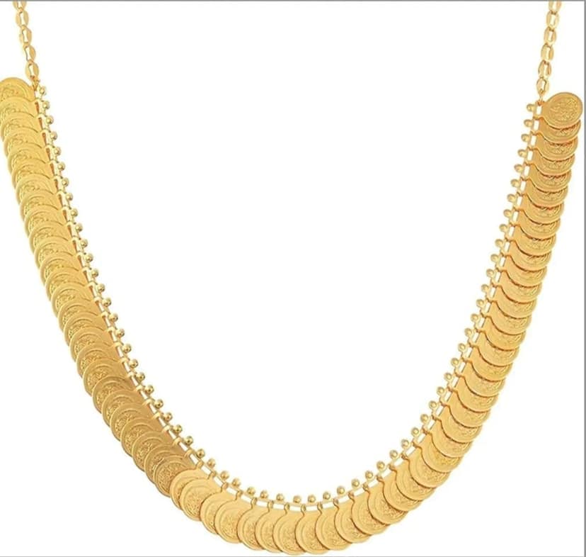 Gold Plated Traditional South Indian Temple Coin Necklace haram for Women