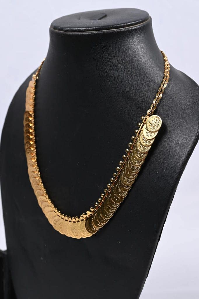 Gold Plated Traditional South Indian Temple Coin Necklace haram for Women view 3