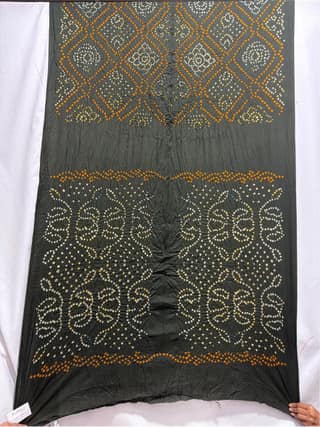 Kala Sanskruti All Over jery Green Color Cotton Bandhani Saree 6.5M with Blouse Piece Elegant Traditional Wear Saree for Women